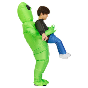 Inflatable Alien Costume for Adult Space Blow up Alien Holding Human Costume  Halloween Party Costume Funny Cosplay Fancy Dress